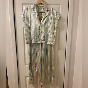 Colourful Pinstripe Pajamas Set